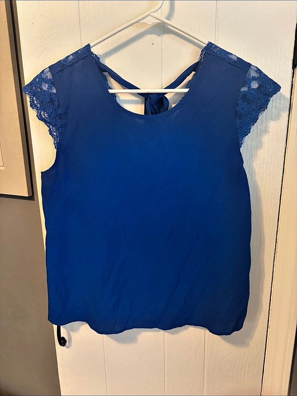 Blue Lace Sleeve Blouse Like New